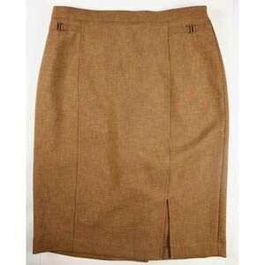 Alfred Dunner Women's Brown Textured Pencil Skirt with Gold Buckle Detail Sz 10